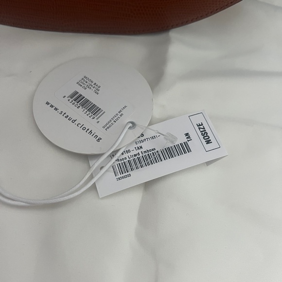 Staud Moon Bag tan lizzard embossed NWT - Picture 14 of 16